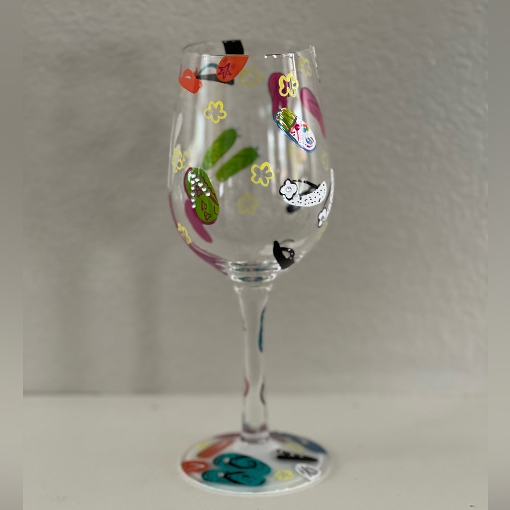 Lolita Flop Flop wine glass. Hand painted with rhinestones